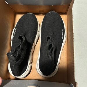 Balenciaga Black and White Sock Runner Sneakers